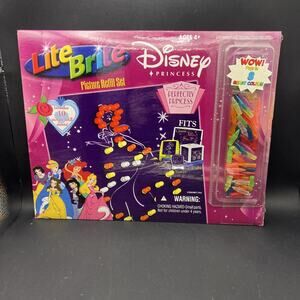 NEW LITE BRITE 10 PICTURE REFILL SET DISNEY PRINCESS W/ PEGS - HTF —READ—